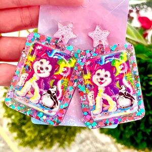 Lisa Frank Inspired Husky Puppy Earrings